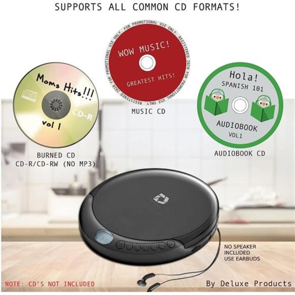 CD Player Portable with 60Second Anti Skip, Stereo Earbuds,Includes Aux in Cable - Picture 2 of 6